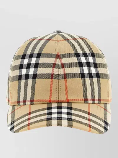 Burberry Check Pattern Cap Curved Brim Design In Neutral