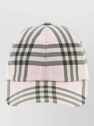 Burberry Check Pattern Cap Featuring Curved Brim In Pink