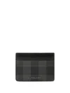 Burberry Check-pattern Leather Cardholder In Grey