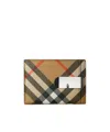 Burberry Check Pattern Card Holder With Money Clip In Multicolor