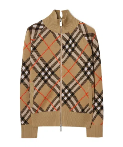 BURBERRY BURBERRY CHECK PATTERN ZIP-UP CARDIGAN