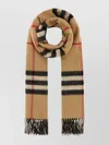 BURBERRY CHECK PATTERN CASHMERE EMBROIDERED SCARF
