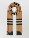 Burberry Check Pattern Cashmere Embroidered Scarf