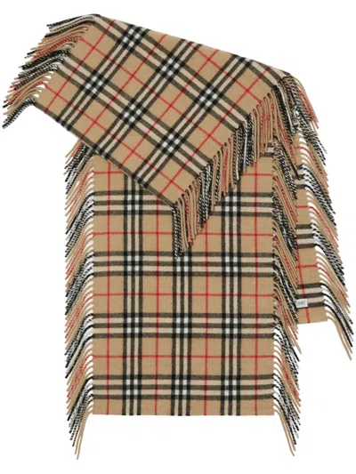 Burberry Check Cashmere Happy Scarf In Archive Beige