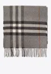 Burberry Check Pattern Cashmere Scarf In Gray