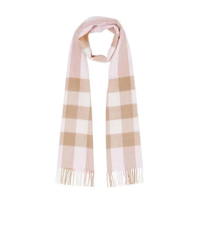 Burberry Check Pattern Cashmere Scarf In Nude