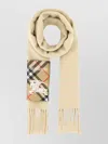 Burberry Check Pattern Cashmere Scarf With Fringe Detail