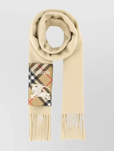 Burberry Check Pattern Cashmere Scarf With Fringe Detail In Multi
