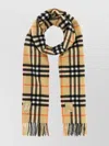 Burberry Cashmere Scarf With Checked Pattern And Fringe Detailing