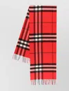 Burberry Check Pattern Cashmere Scarf With Fringed Profiles In Red
