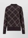Burberry Check Pattern Cashmere Wool Crew-neck Sweater In Brown