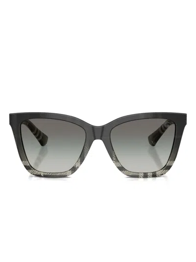 Burberry Check-pattern Cat-eye Sunglasses In Black