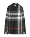 Burberry Somerton Shirt In Black White And Red In Black