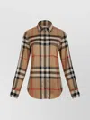 Burberry Check Pattern Collared Neck Cuffed Long Sleeves In Brown
