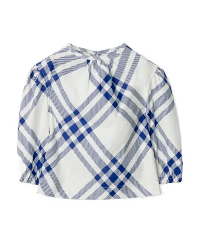 Burberry Check-pattern Cotton Blouse In White