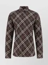 Burberry Long Sleeve Button-down Shirt With Plaid Design In Brown