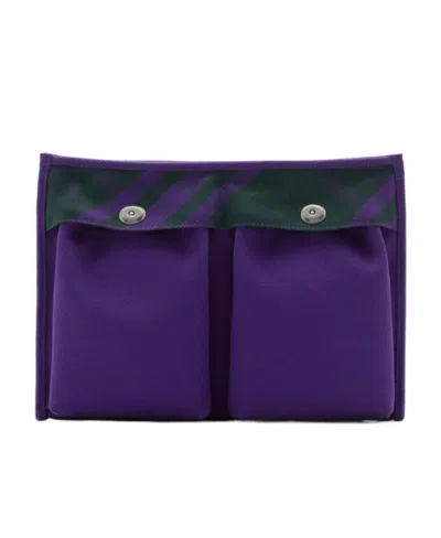 BURBERRY BURBERRY CHECK-PATTERN ZIPPED CLUTCH BAG