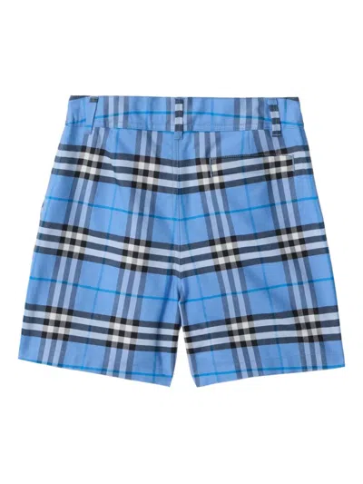 Burberry Kids Check Oxford Shorts In Blue