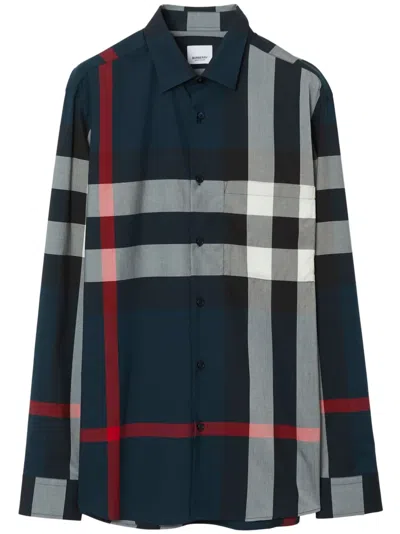 BURBERRY CHECK-PATTERN COTTON SHIRT