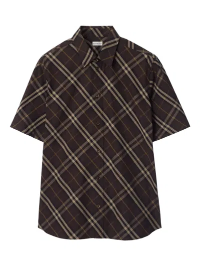 Burberry Check-pattern Cotton Shirt In Brown