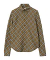 Burberry Check Cotton Shirt Cuffed Sleeves In Brown