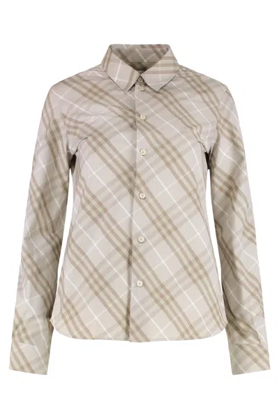 Burberry Check-pattern Cotton Shirt In Neutral