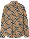 Burberry Cotton Shirt With Check Motif In Neutrals
