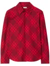Burberry Womens Ripple Ip Check Check-pattern Pleated-cuff Cotton Shirt In Red