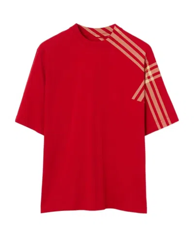 Burberry Check-pattern Cotton T-shirt In Red