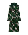 Burberry Check Belted Trench Coat With Faux Fur Collar In Black