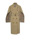 Burberry Check-pattern Cotton Trench Coat In Brown