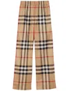 Burberry Check-pattern Flared Cotton Trousers In Multi
