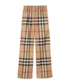 Burberry Check-pattern Flared Cotton Trousers In Nude