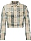 Burberry Cropped Checkered Jacket For In Neutrals