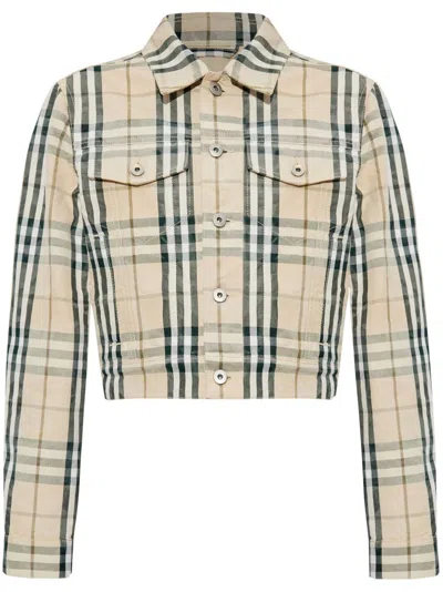 BURBERRY CHECK PATTERN CROPPED JACKET