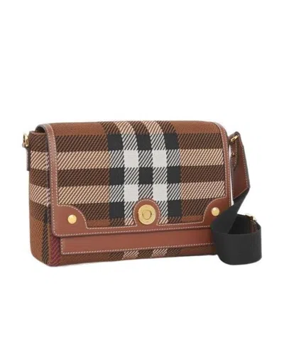 Burberry Check-pattern Crossbody Bag In Brown