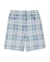 Burberry Check-pattern Denim Shorts In Blue