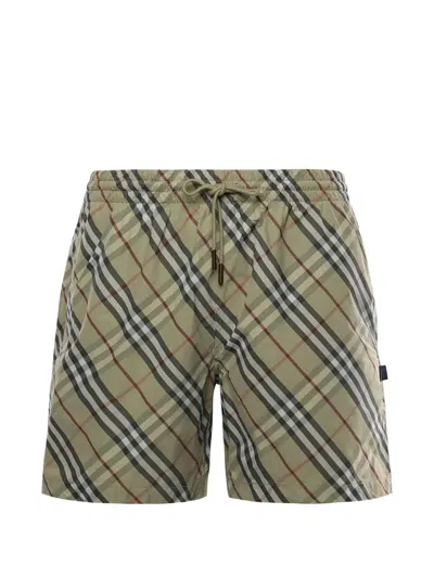 Burberry Check-pattern Drawstring Swim Shorts In Multi