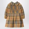 Burberry Girl's Ida Smocked Cotton Check Dress In Neutral