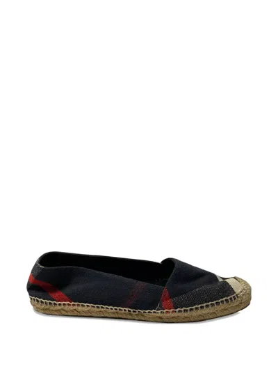 Pre-owned Burberry Check-pattern Espadrilles In Blue