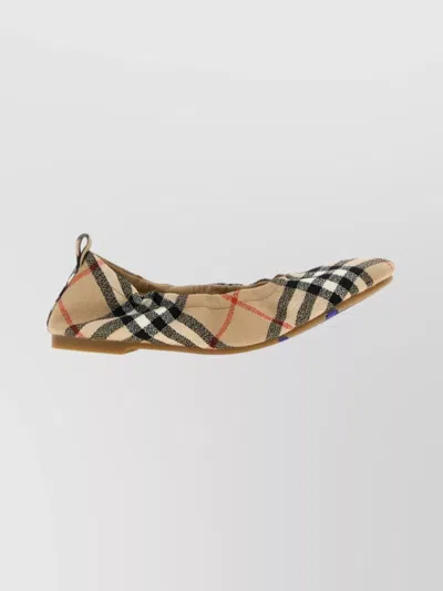 Burberry Embroidered Fabric Ballerinas In Neutral