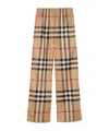 Burberry Check-pattern Flared Cotton Trousers In Nude