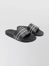 Burberry Check Pattern Flat Sliders With Round Toe In Black