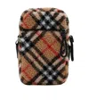 Burberry Check-pattern Fleece Shoulder Bag In Black