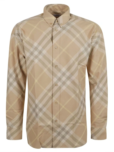 Burberry Check Pattern Formal Shirt In Flax Ip Check