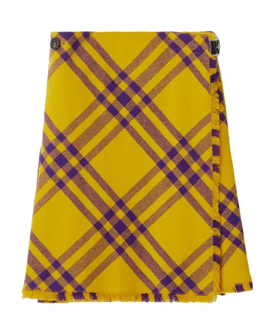 BURBERRY BURBERRY CHECKERED FRINGED EDGE SKIRT