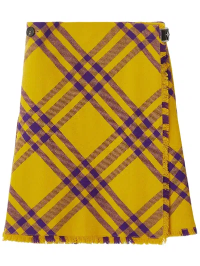 Burberry Check Wool Kilt In Multicolor