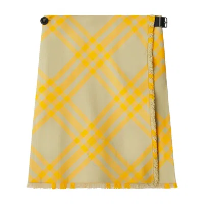 BURBERRY BURBERRY CHECK-PATTERN FRAYED SKIRT
