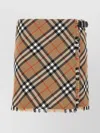 Burberry Womens Nut Ip Check Check-print Fringed Woven Mini Skirt