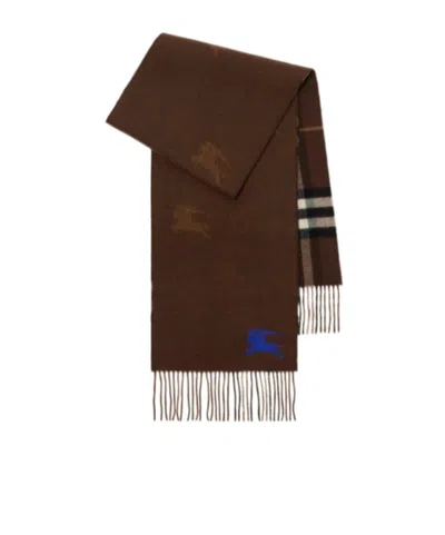Burberry Check-pattern Fringed Scarf In Brown